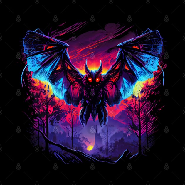 Mothman Cryptozoology 80s Retro Synthwave Aesthetic Cryptid by Daytone