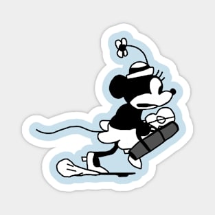 Running Cartoon Girl Mouse in Steamboat Willie Magnet