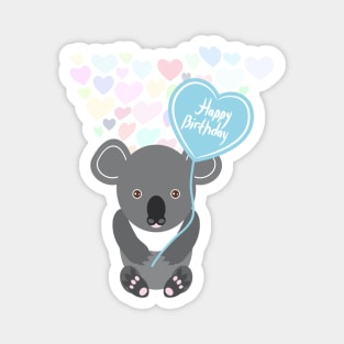 Happy Birthday Card Cute Gray Koala Magnet