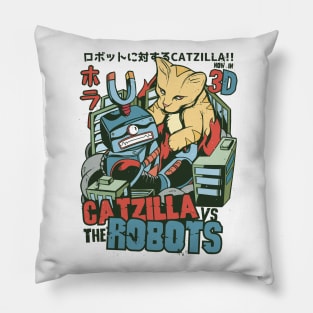 Catzilla v Robots Pillow