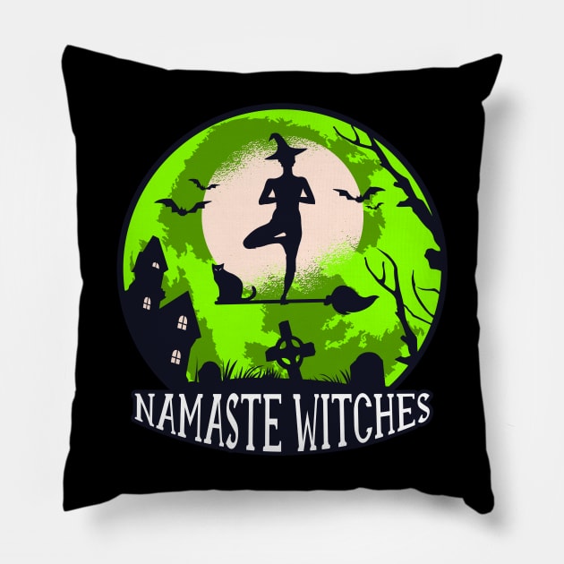 Yoga Hexe Yogavidya Namaste Witches Vintage Pillow by alpmedia