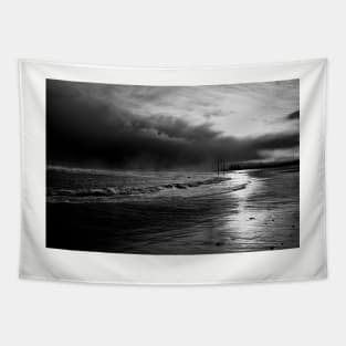 Storm Clouds on Cambois Beach in Monochrome Tapestry