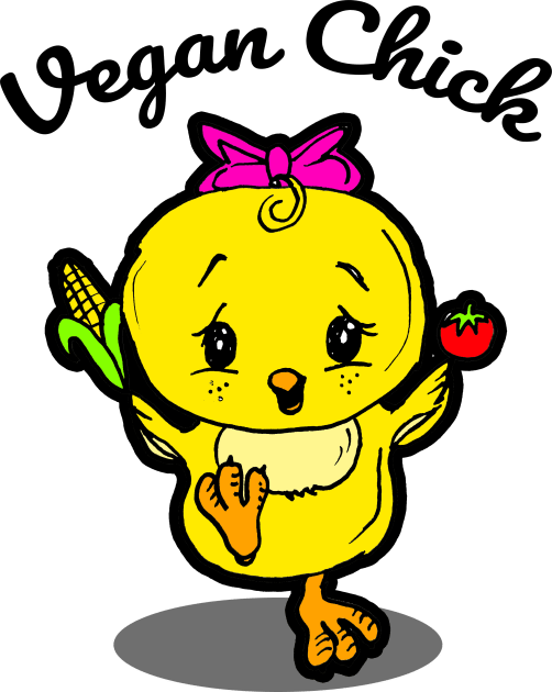 Vegan Chick with Cute Baby Chick Kids T-Shirt by sketchnkustom