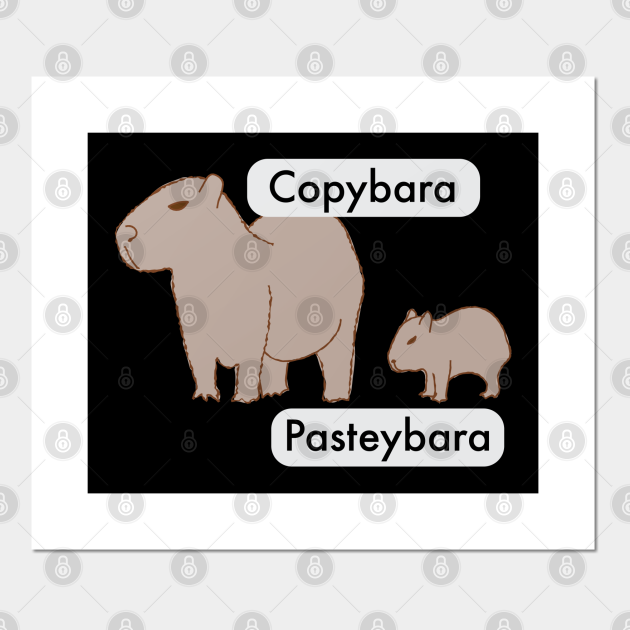 Capybara and Baby Capybara Pup, Copy Paste Pun Copybara Pasteybara ...