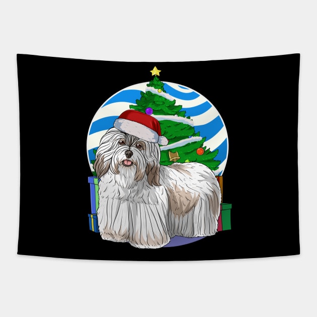 Havanese Dog Cute Santa Christmas Gift Tapestry by Noseking