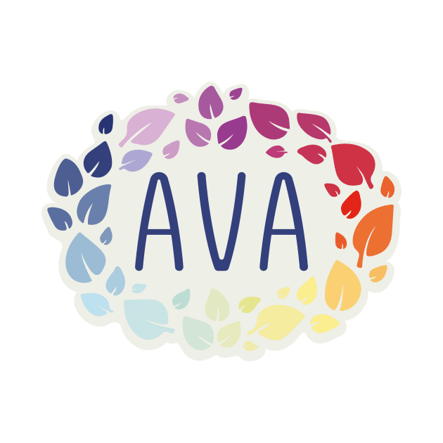 Ava name with colorful leaves by WildMeART