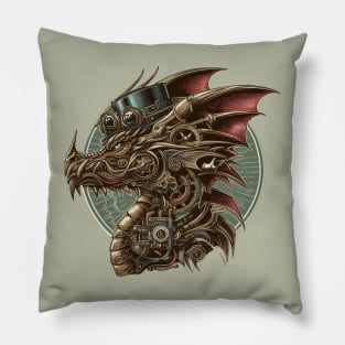 Winged Steampunk Fantasy Dragon Pillow