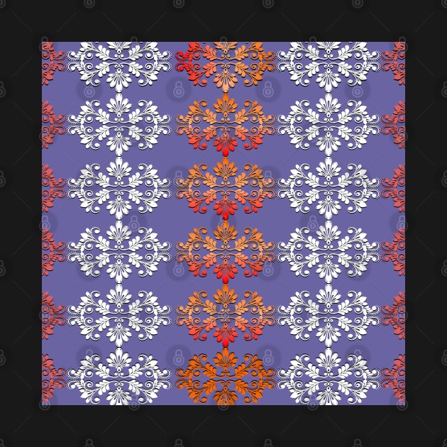 White and red intricate pattern on purple background. by ikshvaku