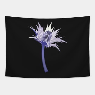 eryngium thistle chevron - violet on orange Tapestry