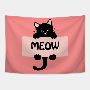 Cute Funny Cat Kitten Meow Quote - Cat Lover Funny Artwork Tapestry