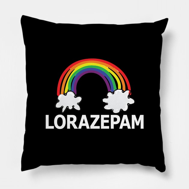 Funny Nurse Humor Rainbow Medical Lorazepam Medicine Sedative Pillow by ScottsRed