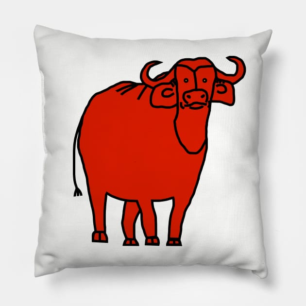 Red Ox Line Drawing Pillow by ellenhenryart