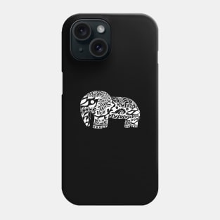 black elephant in safari ecopop zendoodle art in pattern Phone Case