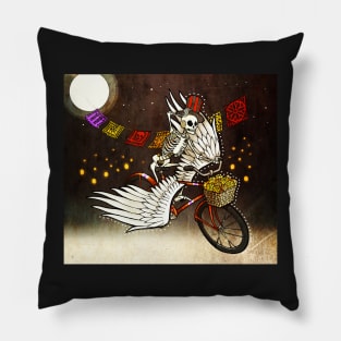 Skeleton on a Bike Pillow