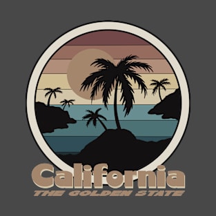 California The Golden State - Vintage Retro Palms Design T-Shirt