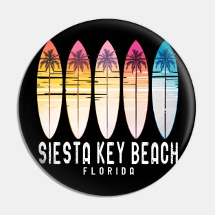 Retro Siesta Key Beach Florida Surfer Surfing Pin