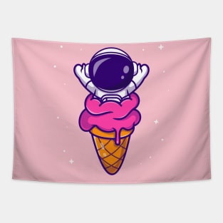 Cute Astronaut in Ice Cream Cone Cartoon Tapestry