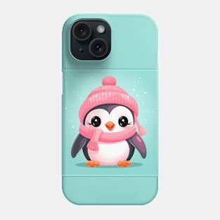 Cute Penguin Wearing A Pink Beanie Phone Case