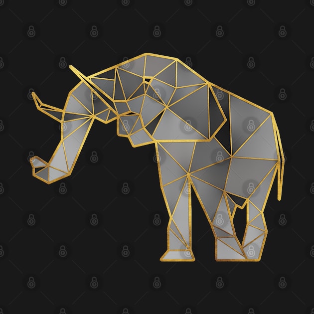 Elephant Geometric Gold Lines 2 by HappyGiftArt