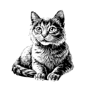 Cat Pencil Drawing T-Shirt