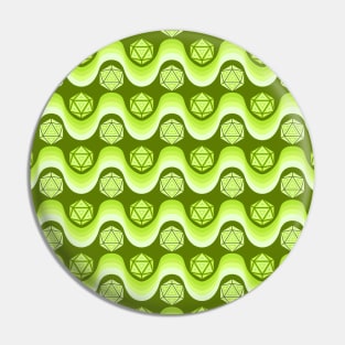 Retro Inspired D20 Dice and Color Wave Seamless Pattern - Lime Green Pin
