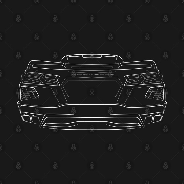 front/rear - 2020 Chevy Corvette Stingray C8 - stencil, white by mal_photography