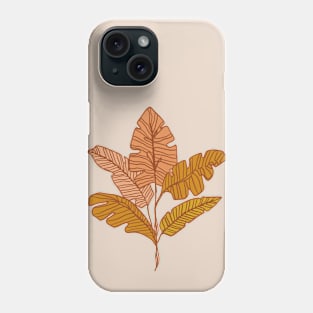 Contour Line Leaves in Neutral Phone Case