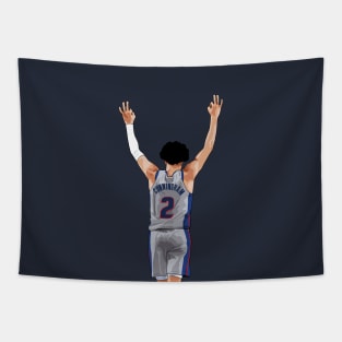 Cade Cunningham Vector Celebration Grey Qiangy Tapestry