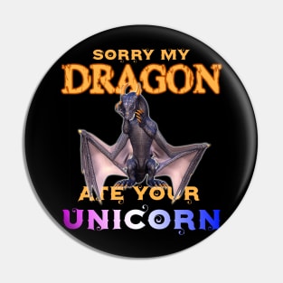 Fantasy Dragon ate cute dabbing Unicorn Pin