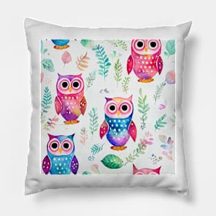 Watercolor owl pattern Pillow