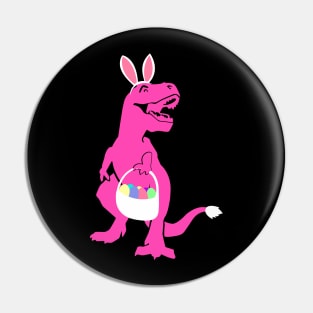 Funny Easter T-Rex Bunny Dinosaur with Eggs Pin