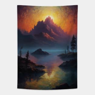 sterry foggy mountain lake Tapestry