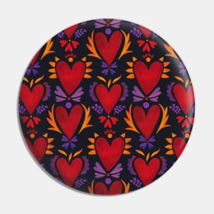 Mexican Burning Heart Pattern Pin