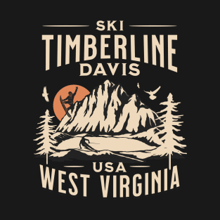 Timberline Ski and Snowboarding Gift: Hit the Slopes in Style at Davis, West Virginia Iconic American Mountain Resort T-Shirt