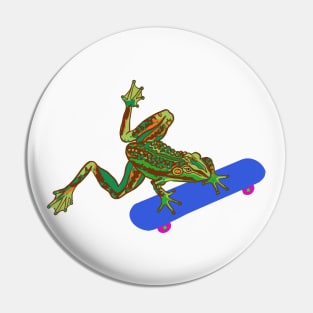 Skating Frog Pin