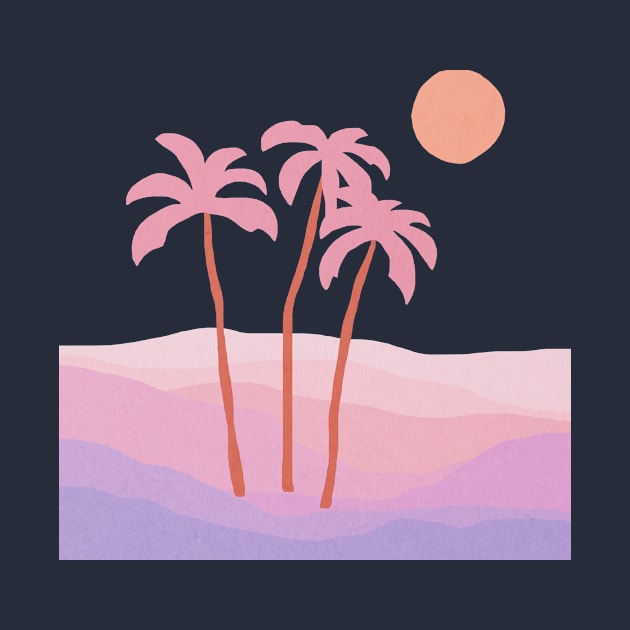 Palm trees sunset by JulyPrints