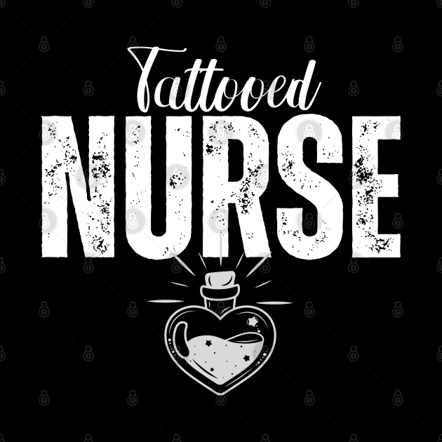 Tattooed Nurse with Heart-Shaped Potion Bottle by jackofdreams22