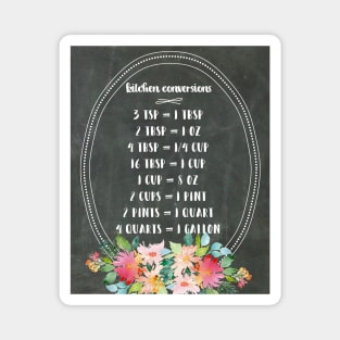Cooking Conversions | Floral Chalkboard Magnet