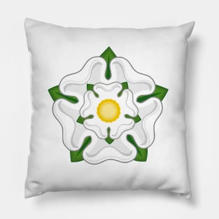 English White York Rose Tudor Heraldic Emblem Pillow