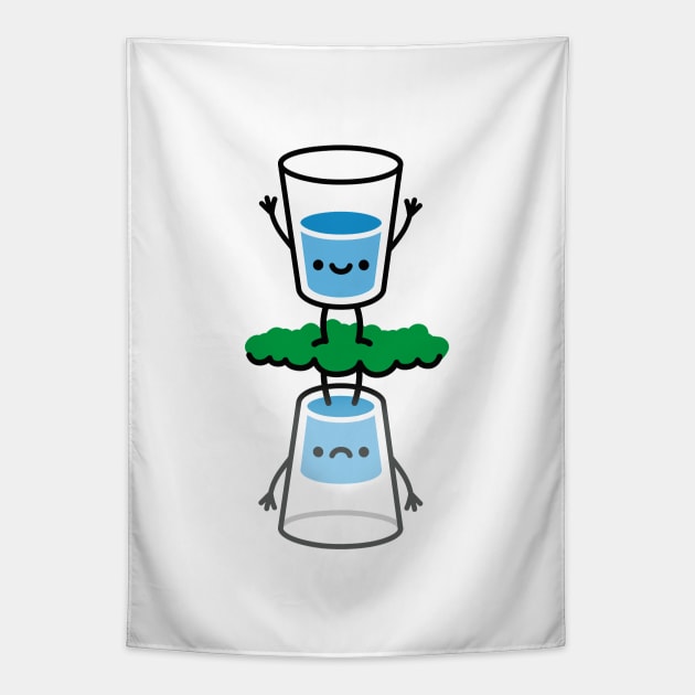 The glass is half full / half empty funny optimist pessimist bipolar disorder Tapestry by LaundryFactory