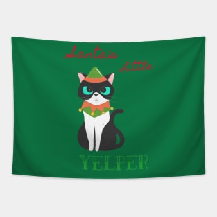 Santa's Little Yelper Christmas Cat Tapestry