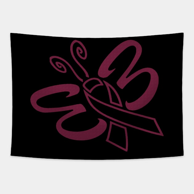 Butterfly Hope Believe Faith Cure For Sickle Cell Awareness Burgundy Ribbon Warrior Tapestry by celsaclaudio506