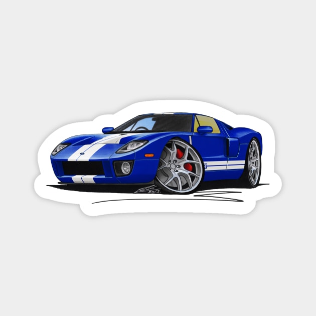 Ford GT Blue (Stripes) Magnet by y30man5