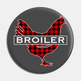 Buffalo Plaid Broiler Chicken Christmas Gift Pin