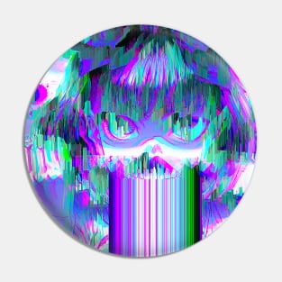 Glitched Anime Manga Girl Glitch Art Pin