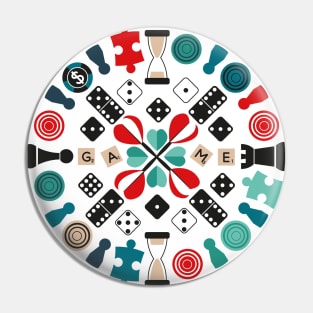 Wanna play? // pattern // white background teal red mint brown black and white game pieces Pin