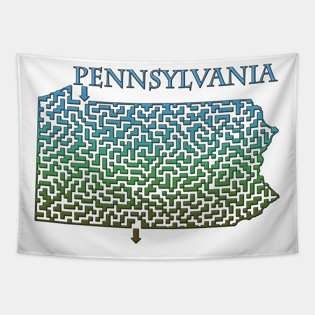 State of Pennsylvania Colorful Maze Tapestry by gorff