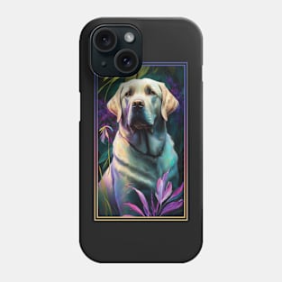 Labrador Retriever Dog Vibrant Tropical Flower Tall Digital Oil Painting Portrait 3 Phone Case