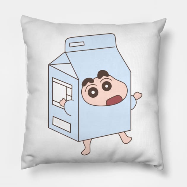 Crayon Shin-chan in a milk carton Pillow by Little Dreams