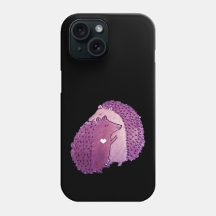 Cute watercolor purple hedgehog love hedgehugs watercolour watercolour hedgehugs Phone Case